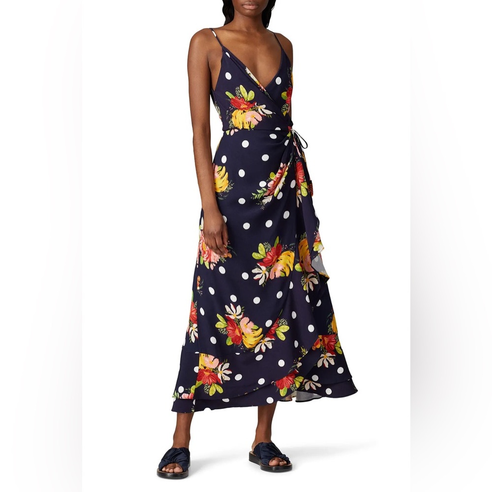 Farm Rio Nanaju Black Floral wrap maxi dress